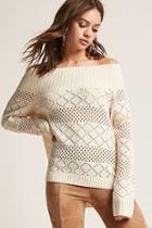 Forever21 Off-the-shoulder Open-knit Sweater