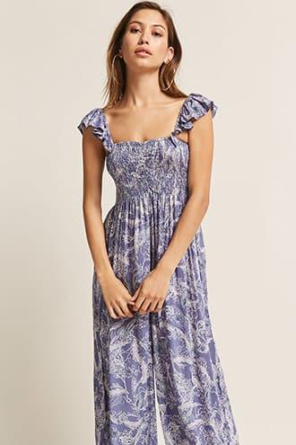 Forever21 Boho Me Floral Wide-leg Jumpsuit