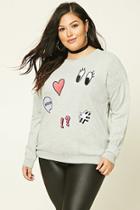 Forever21 Plus Women's  Plus Size Oops Patch Sweatshirt