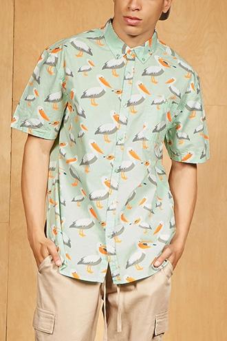 Forever21 Artistry In Motion Pelican Print Shirt