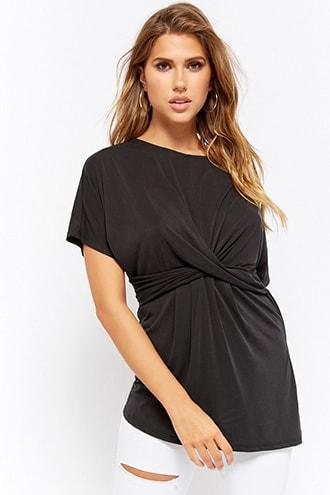 Forever21 Knit Twist-front Top