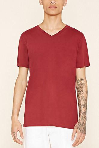 21 Men Men's  Cotton V-neck Tee