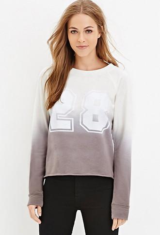Forever21 Dip-dyed Varsity Graphic Sweatshirt