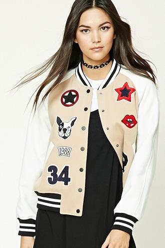 Forever21 Fleece Varsity Patch Jacket