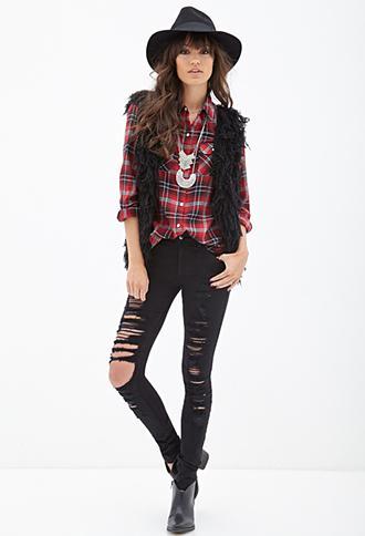 Forever21 Low-rise - Ripped Skinny Jeans Black 26