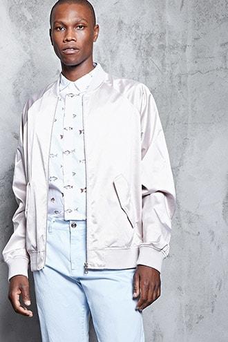 Forever21 Raglan Satin Bomber Jacket