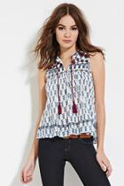 Forever21 Women's  Abstract Floral Gauze Top