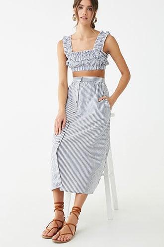 Forever21 Striped Crop Top & Maxi Skirt Set
