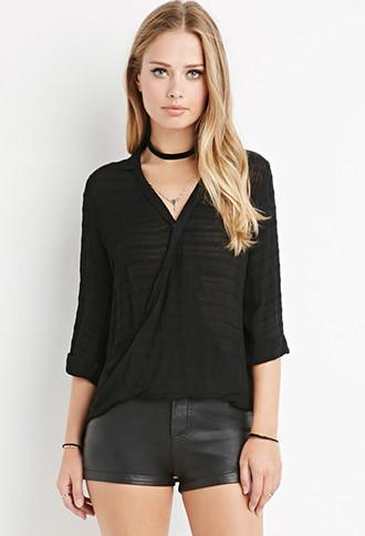 Forever21 Women's  Tonal-stripe Twisted Hem Top