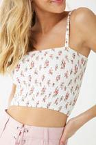 Forever21 Floral Print Smocked Cropped Cami