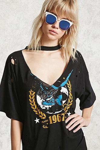 Forever21 Raw-cut Eagle Graphic Tee