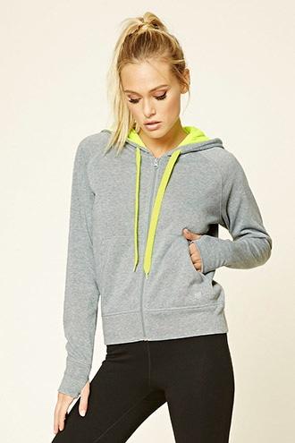 Forever21 Women's  Active Heathered Fleece Hoodie