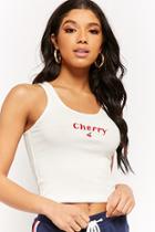 Forever21 Cherry Embroidered Tank Top