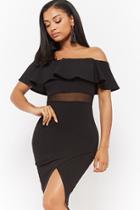 Forever21 Off-the-shoulder Mesh Panel Dress