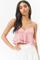 Forever21 Striped Cropped Lace-up Cami