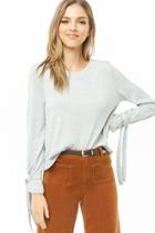 Forever21 Marled Knit Tie-sleeve Top