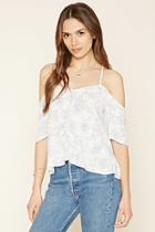 Love21 Women's  White & Blue Contemporary Floral Cami