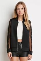 Forever21 Embroidered Mesh-sleeve Jacket