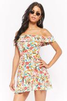 Forever21 Watercolor Floral Off-the-shoulder Skater Dress