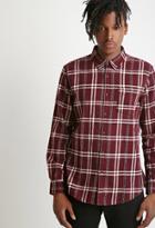 21 Men Men's  Plaid Flannel Shirt (burgundy)