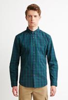 21 Men Men's  Checked Plaid Shirt (green/navy)