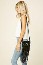 Forever21 Stud And Fringe Suede Crossbody