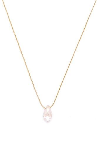 Forever21 Light Pink & Gold Faux Gem Pendant Necklace