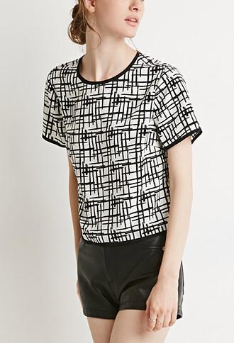 Love21 Abstract Sketch-grid Top