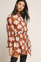 Forever21 Lily Print Bell-sleeve Romper