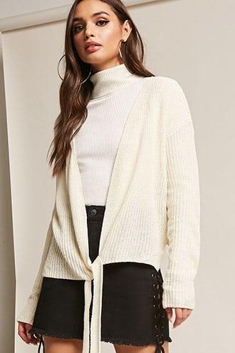 Forever21 Sweater-knit Tie-front Top
