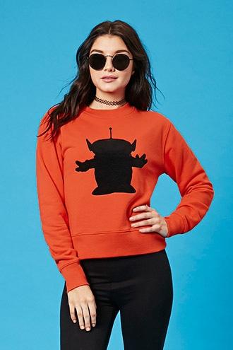 Forever21 Women's  Pixar Alien Graphic Sweatshirt