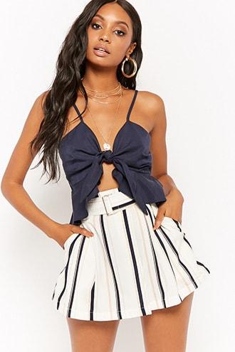 Forever21 Striped Belted Shorts