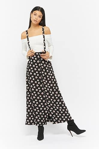 Forever21 Floral Button-front Overall Dress