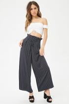 Forever21 Pinstriped Paperbag-waist Pants