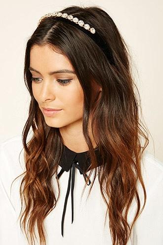 Forever21 Black Floral Rhinestone Headband