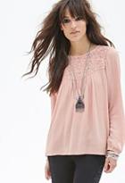 Forever21 Crochet Lace Crepe Top