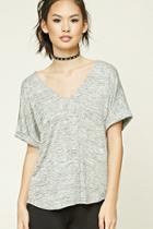 Forever21 Women's  Marled Knit V-neck Tee