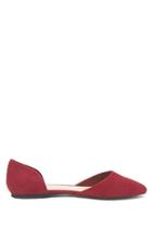 Forever21 Women's  Wine Pointed Faux Suede Flats