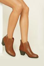 Forever21 Women's  Camel Faux Suede Wedge Booties