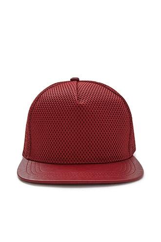 21 Men Burgundy Mesh Snapback Hat