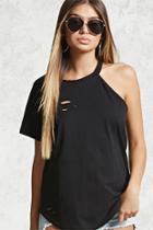 Forever21 One-shoulder Distressed Tee