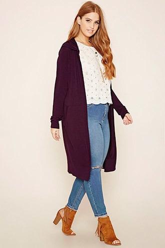 Forever21 Plus Women's  Plus Size Hooded Cardigan