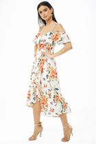 Forever21 Floral Open-shoulder High-low Dress