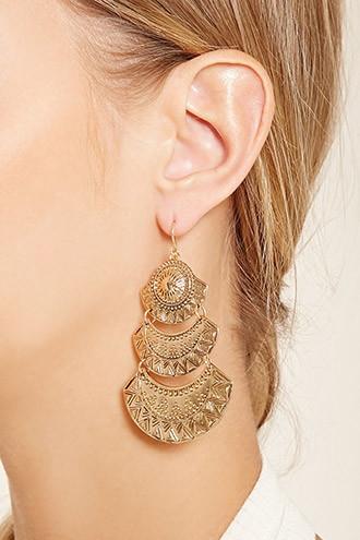 Forever21 Geo Etched Drop Earrings