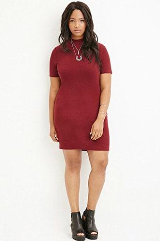 Forever21 Plus Size Textured Mock Neck Shift Dress