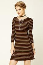 Forever21 Women's  Black Striped Swing Dress