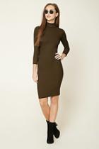 Forever21 Women's  Olive Turtleneck Midi Dress