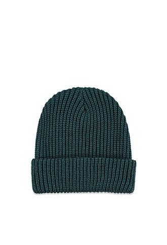 Forever21 Ribbed Fold-over Beanie (hunter Green)