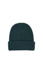 Forever21 Ribbed Fold-over Beanie (hunter Green)
