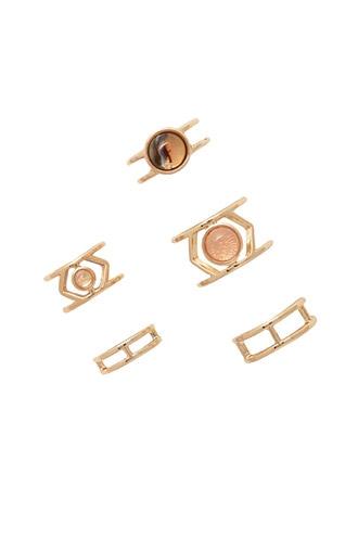 Forever21 Gold & Peach Faux Stone Midi Ring Set